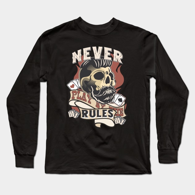 Rockabilly Rebel Skull Long Sleeve T-Shirt by Foxxy Merch